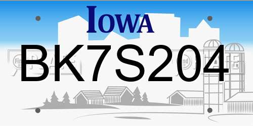 BK7S204 Iowa License Plate