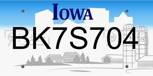 BK7S704 Iowa License Plate