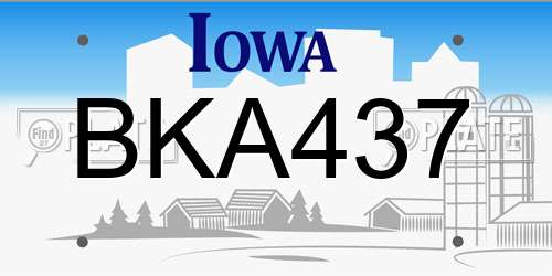 BKA437 Iowa License Plate