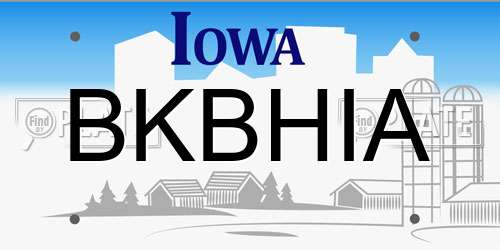 BKBHIA Iowa License Plate