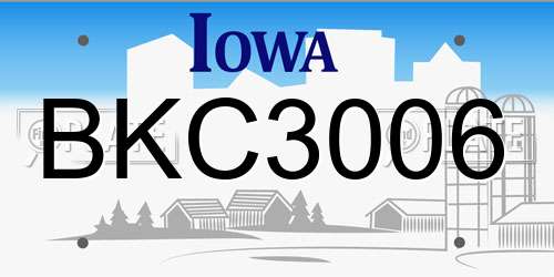 BKC3006 Iowa License Plate