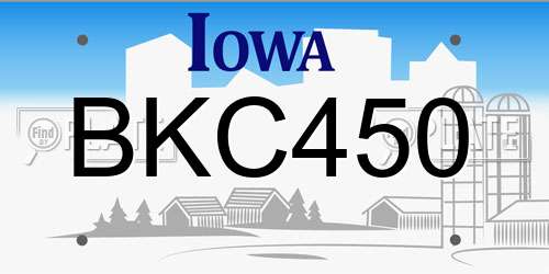 BKC450 Iowa License Plate