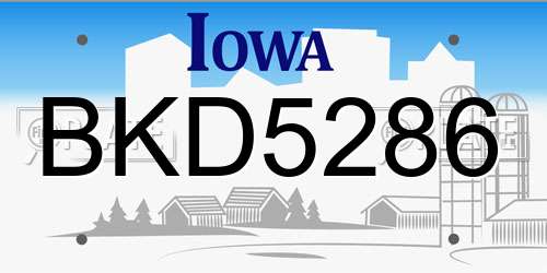 BKD5286 Iowa License Plate