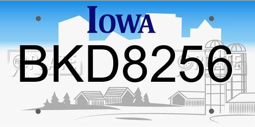 BKD8256 Iowa License Plate