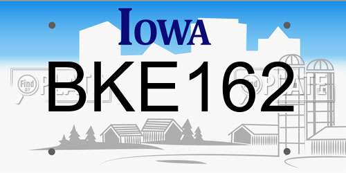 BKE162 Iowa License Plate