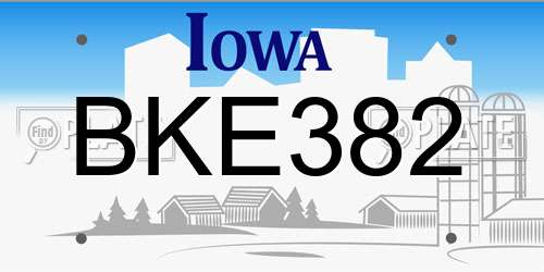 BKE382 Iowa License Plate