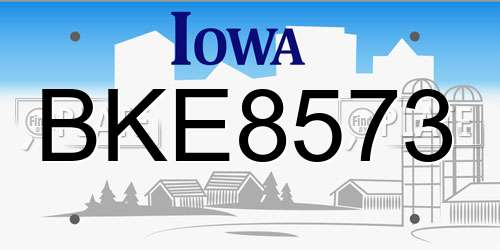 BKE8573 Iowa License Plate