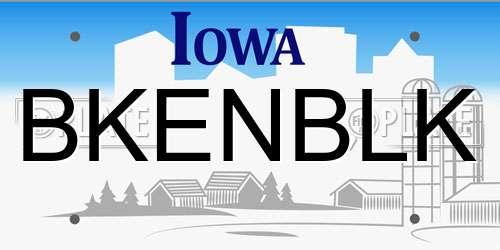 BKENBLK Iowa License Plate