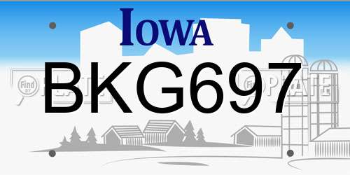 BKG697 Iowa License Plate