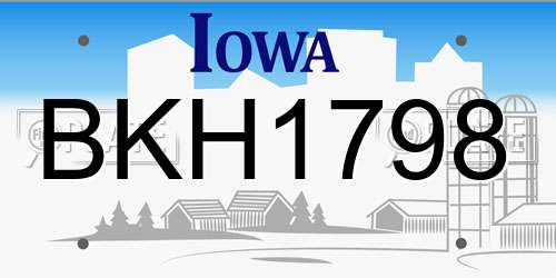 BKH1798 Iowa License Plate