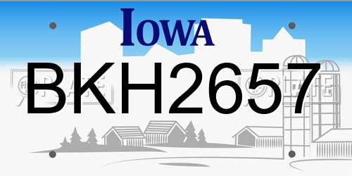 BKH2657 Iowa License Plate