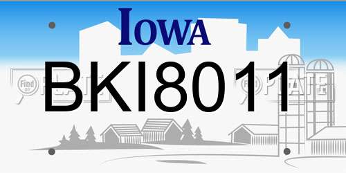 BKI8011 Iowa License Plate