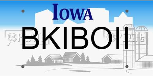 BKIBOII Iowa License Plate