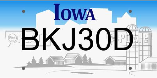 BKJ30D Iowa License Plate