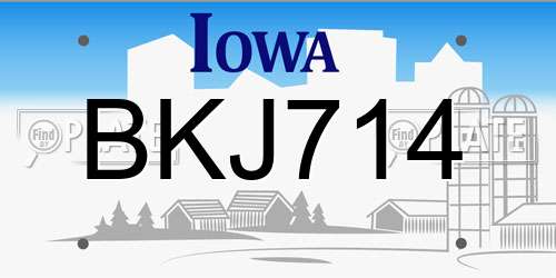 BKJ714 Iowa License Plate