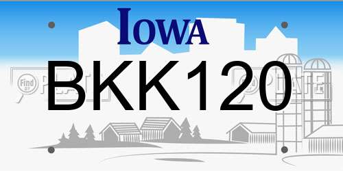 BKK120 Iowa License Plate