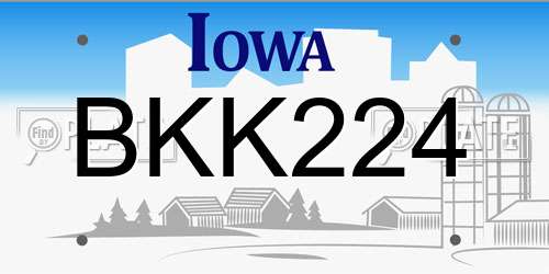 BKK224 Iowa License Plate