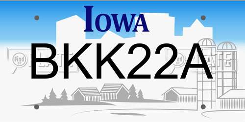BKK22A Iowa License Plate