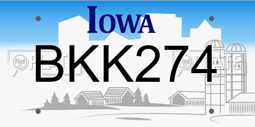 BKK274 Iowa License Plate