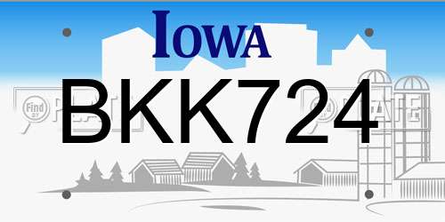 BKK724 Iowa License Plate