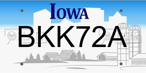 BKK72A Iowa License Plate