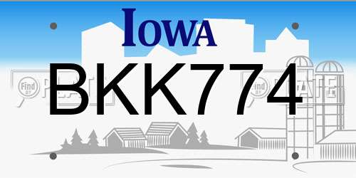 BKK774 Iowa License Plate