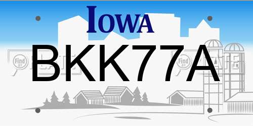 BKK77A Iowa License Plate