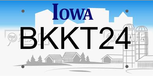BKKT24 Iowa License Plate