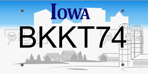 BKKT74 Iowa License Plate