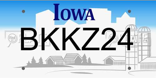 BKKZ24 Iowa License Plate