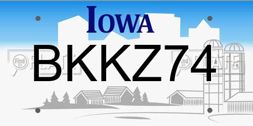 BKKZ74 Iowa License Plate
