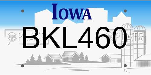 BKL460 Iowa License Plate
