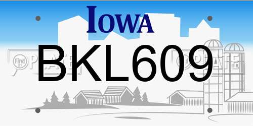 BKL609 Iowa License Plate