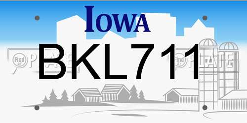 BKL711 Iowa License Plate