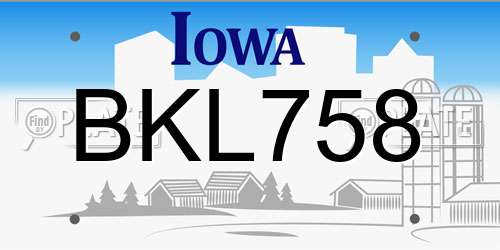 BKL758 Iowa License Plate