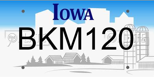 BKM120 Iowa License Plate