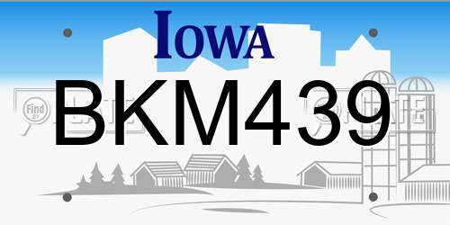 BKM439 Iowa License Plate
