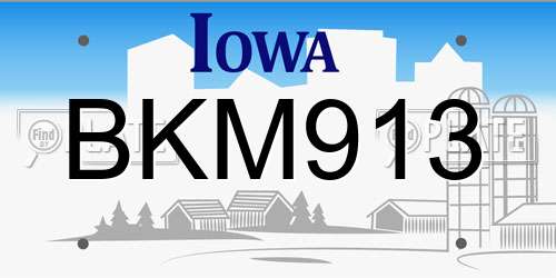 BKM913 Iowa License Plate