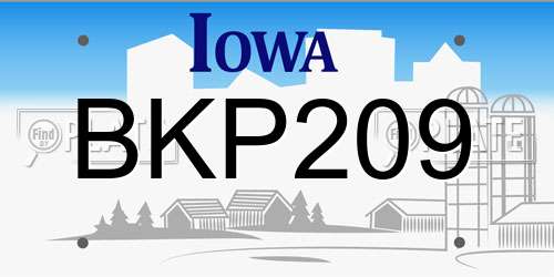 BKP209 Iowa License Plate