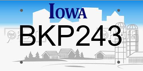 BKP243 Iowa License Plate