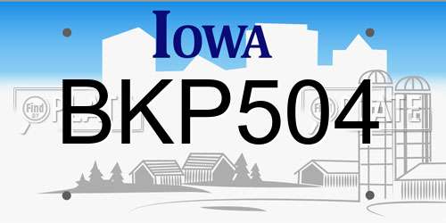 BKP504 Iowa License Plate