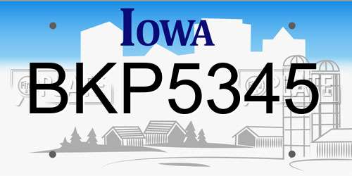 BKP5345 Iowa License Plate