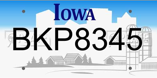 BKP8345 Iowa License Plate