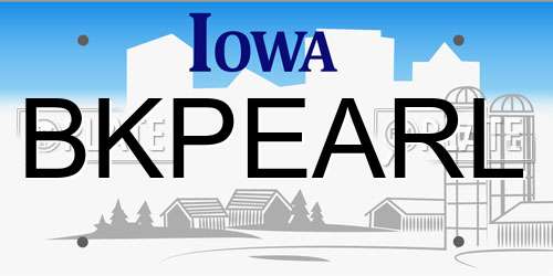 BKPEARL Iowa License Plate