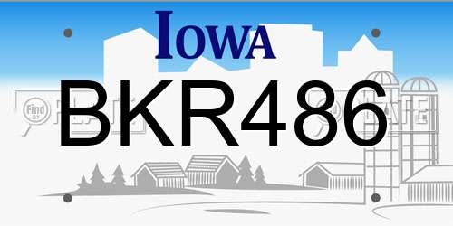 BKR486 Iowa License Plate