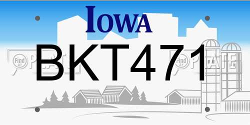 BKT471 Iowa License Plate