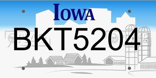 BKT5204 Iowa License Plate