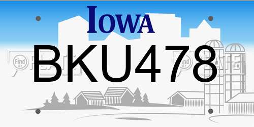 BKU478 Iowa License Plate