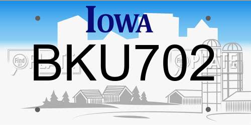 BKU702 Iowa License Plate