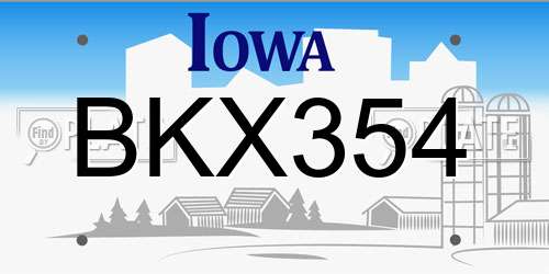 BKX354 Iowa License Plate